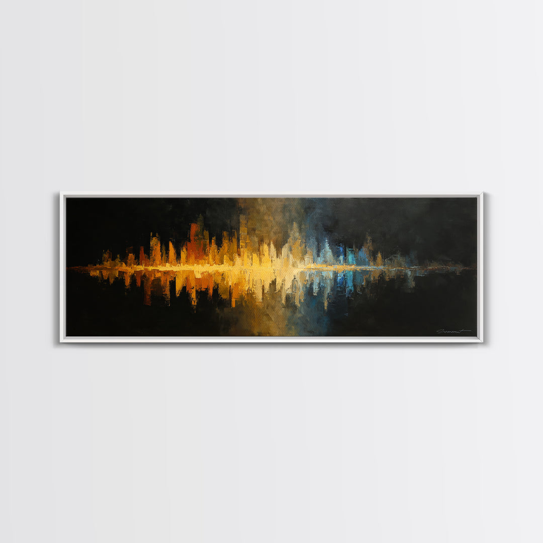 Abstract Sound Wave Framed Canvas Print, Music Studio Art, Contemporary Art, Studio Decor, Abstract Art, Rhythm, Music Poster, MSA-3x1-68