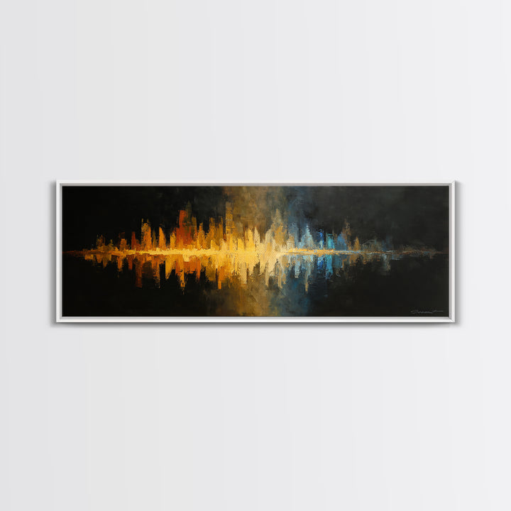 Abstract Sound Wave Framed Canvas Print, Music Studio Art, Contemporary Art, Studio Decor, Abstract Art, Rhythm, Music Poster, MSA-3x1-68