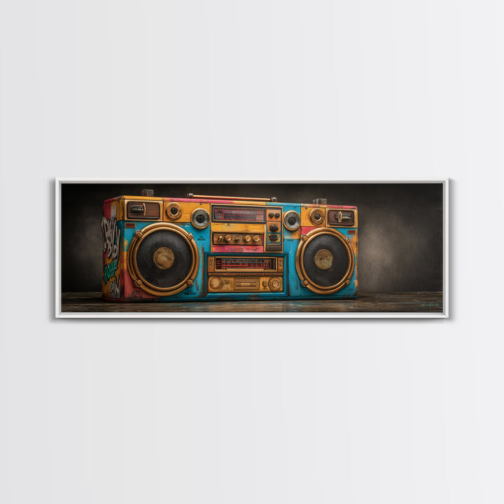 Hip Hop Boombox Framed Canvas Print, Music Studio Art, Man Cave Decor, Studio Decor, Fine Art, Rhythm, Fine Art Print, MSA-3x1-81