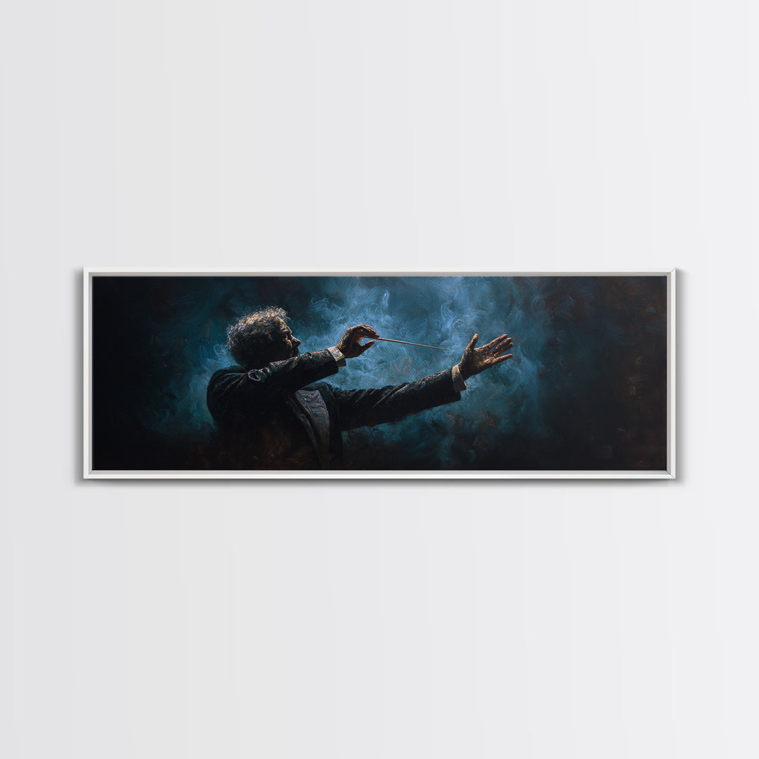 Orchestra Conductor Hands Framed Canvas Print, Music Studio Art, Music, Studio Decor, Fine Art, Rhythm, Digital Download Art, MSA-3x1-84
