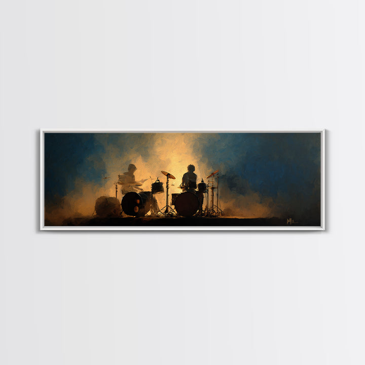 Drum Kit Silhouette Canvas Print, Music Studio Art, Music Posters, Studio Decor, Watercolor Art, Rhythm, Music Lover, MSA-3x1-94