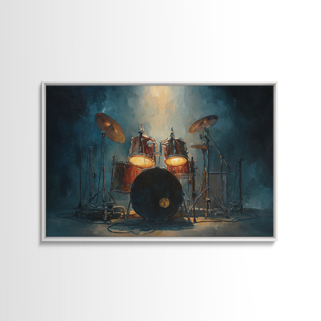 Drum Kit Silhouette Framed Canvas Print, Music Studio Art, Music Poster, Studio Decor, Fine Art, Rhythm, Personalized Art, MSA-3x2-10