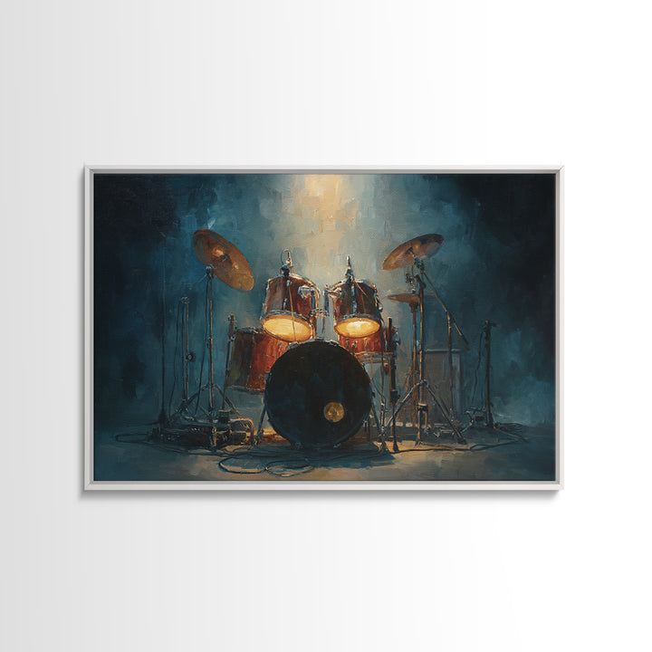 Drum Kit Silhouette Framed Canvas Print, Music Studio Art, Music Poster, Studio Decor, Fine Art, Rhythm, Personalized Art, MSA-3x2-10