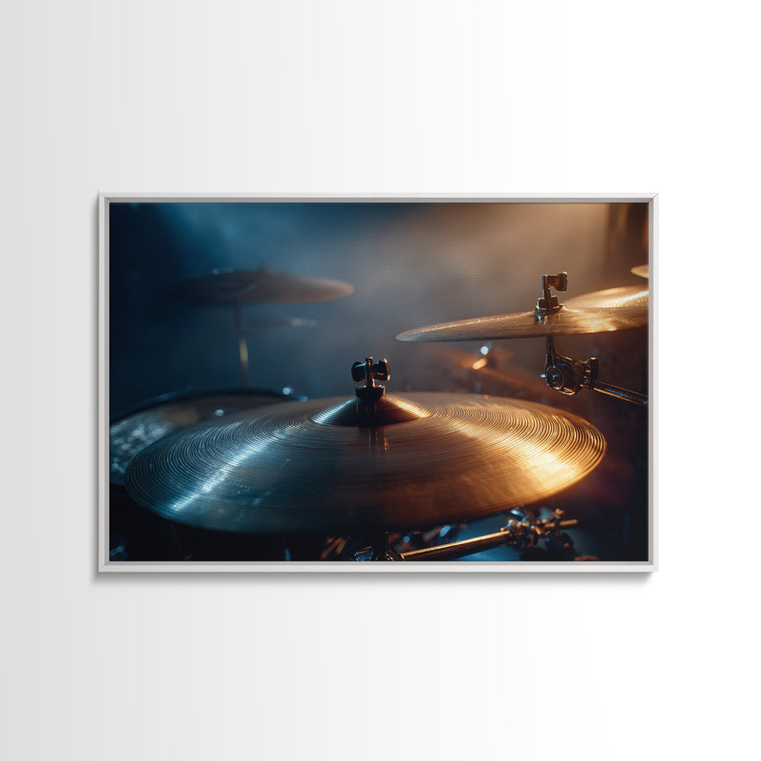 Gold Cymbal Closeup Framed Canvas Print, Music Studio Art, Fine Art Print, Studio Decor, Oil Painting, Rhythm, Wall Decor, MSA-3x2-100