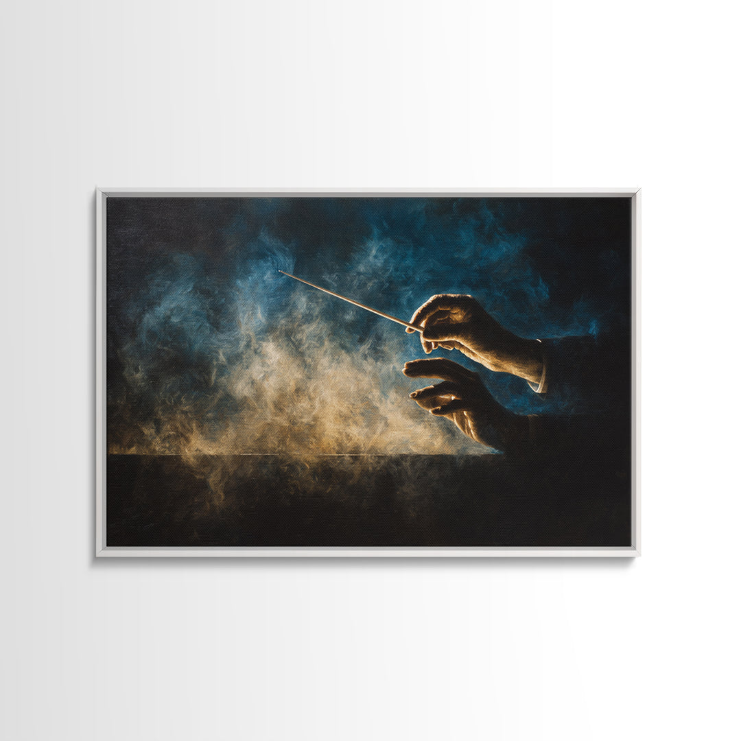 Orchestra Conductor Hands Framed Canvas Print, Music Studio Art, Digital Download Art, Studio Decor, Fine Art, Rhythm, MSA-3x2-24