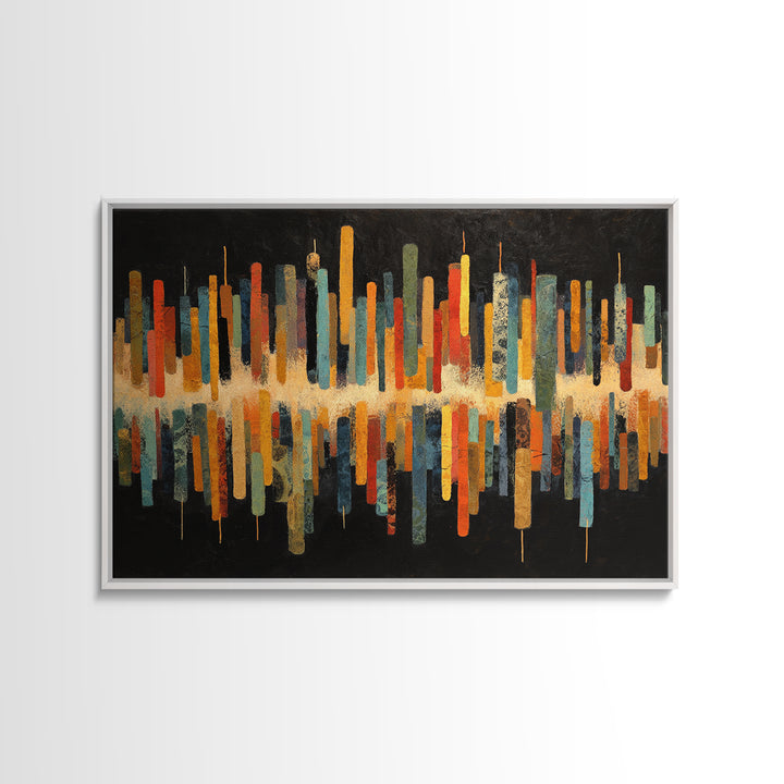 Abstract Rhythm Lines Like Painted Music Framed Canvas Print, Music Studio Art, Commission Painting, Studio Decor, Rhythm, MSA-3x2-27