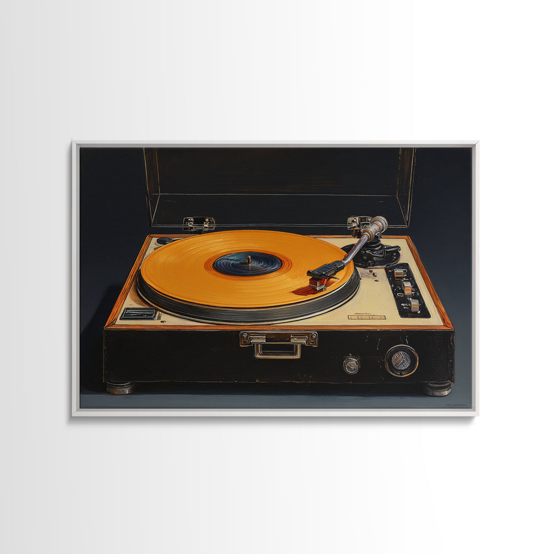 Vinyl Record and Turntable Still Life Framed Canvas Print, Music Studio Art, Personalized Art, Studio Decor, Fine Art, Rhythm, MSA-3x2-31