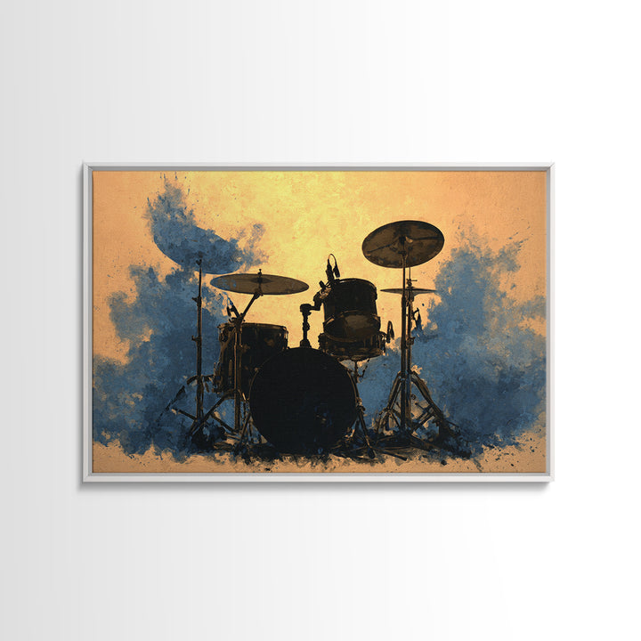 Drum Kit Silhouette Canvas Print, Music Studio Art, Music Posters, Studio Decor, Watercolor Art, Rhythm, Music Lover, MSA-3x2-34