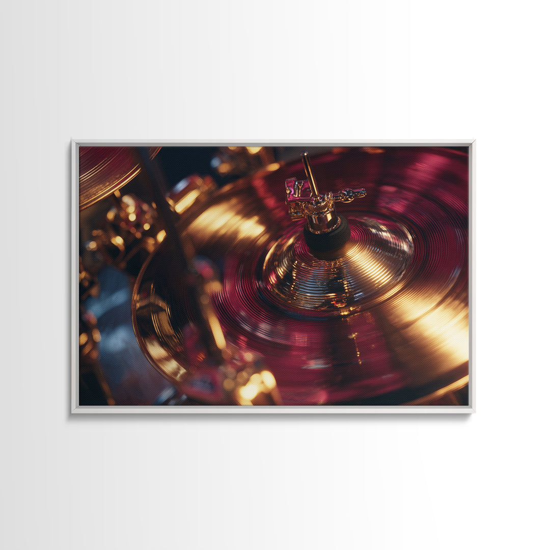 Gold Cymbal Closeup Canvas Print, Music Studio Art, Metal Wall Art, Studio Decor, Oil Painting, Rhythm, Music Posters, MSA-3x2-4