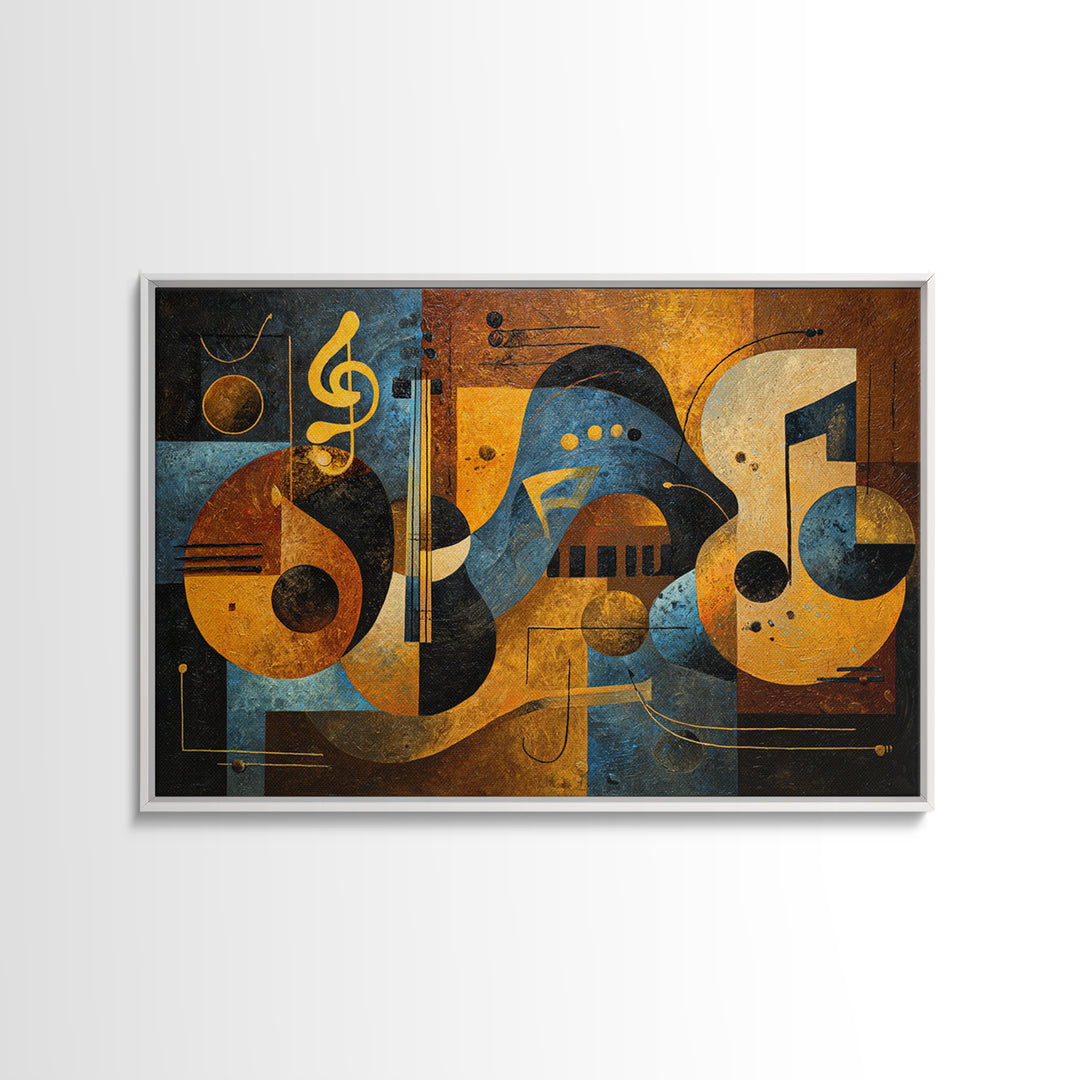 Musical Notes as Abstract Floating Shapes Without Canvas Print, Music Studio Art, Commission Painting, Studio Decor, Rhythm, MSA-3x2-40