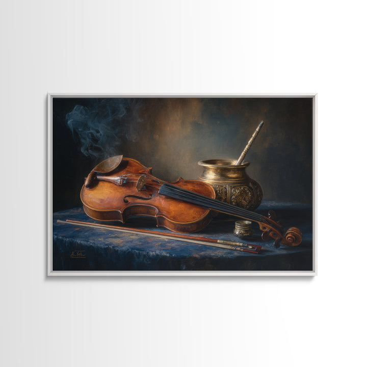 Violin and Bow Canvas Print, Music Studio Art, Neutral Decor, Studio Decor, Fine Art, Rhythm, Wall Art, Home Decor, Wall Decor, MSA-3x2-68