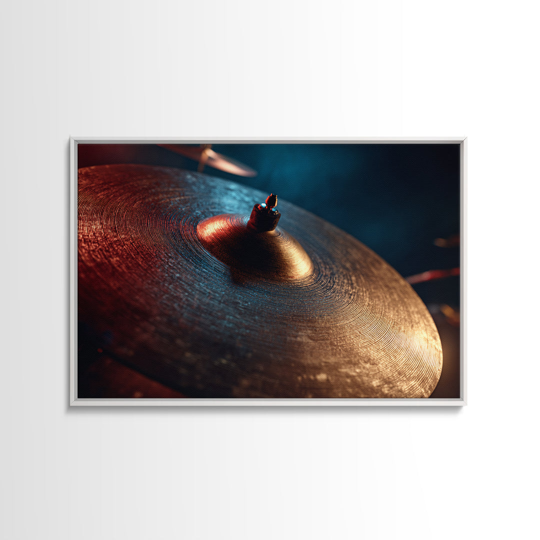 Gold Cymbal Closeup Canvas Print, Music Studio Art, Music Lover Gift, Studio Decor, Watercolor Art, Rhythm, Textured Painting, MSA-3x2-76