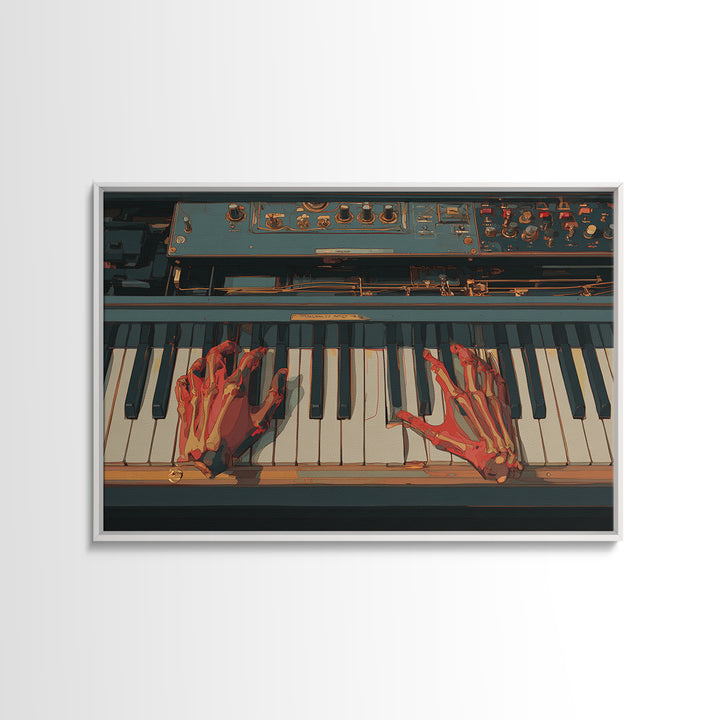 Piano Keys with Hands in Cinematic Shadow Framed Canvas Print, Music Studio Art, Teen Room Decor, Studio Decor, Rhythm, MSA-3x2-81