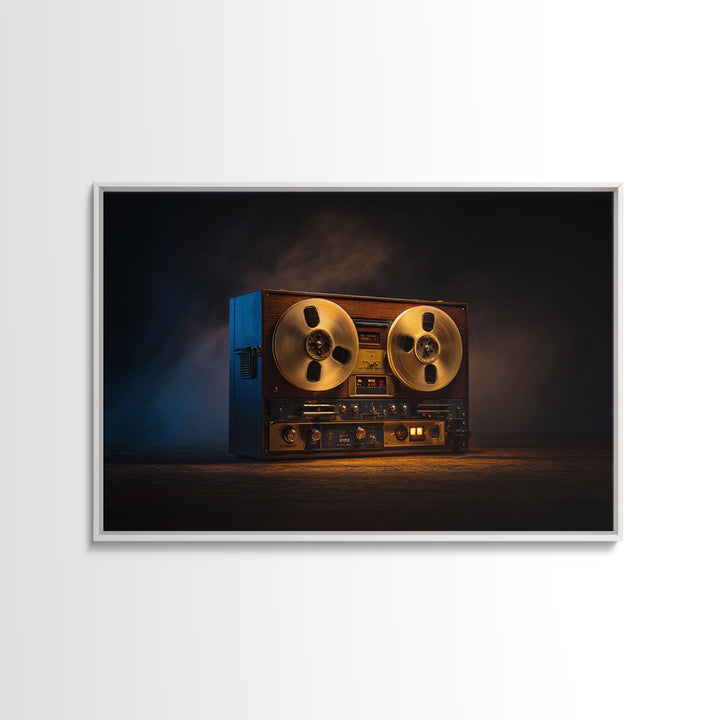 Recording Tape Reel Framed Canvas Print, Music Studio Art, Commission Painting, Studio Decor, Fine Art, Rhythm, Neutral Decor, MSA-3x2-90