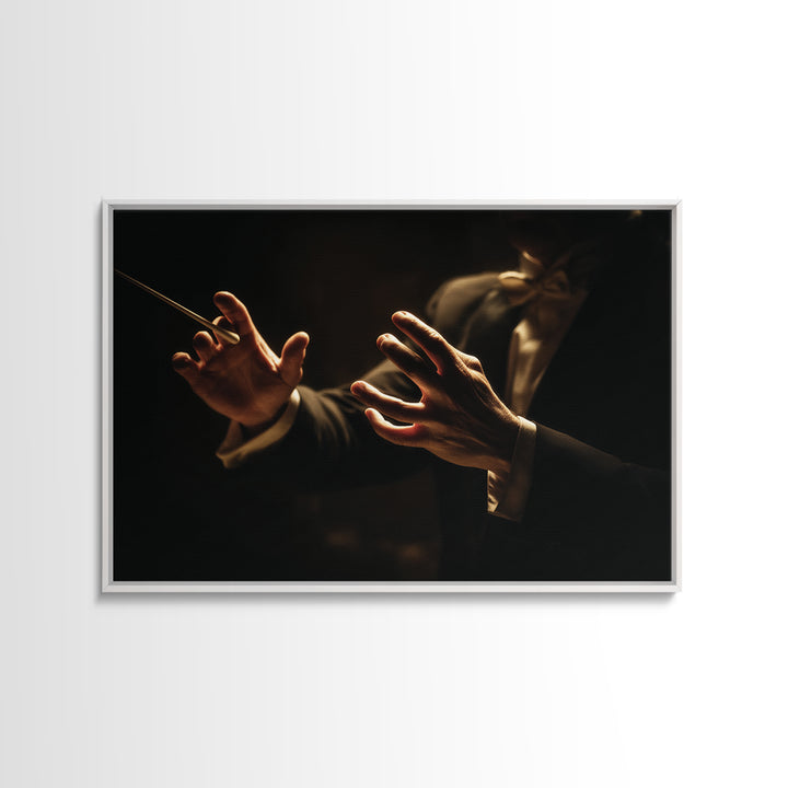 Orchestra Conductor Hands Framed Canvas Print, Music Studio Art, Art Print, Studio Decor, Fine Art, Rhythm, Digital Wall Art, MSA-3x2-96