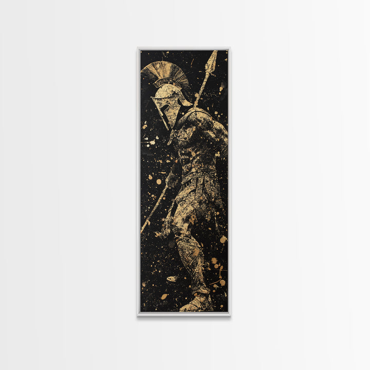 Spartan Warrior Ready For Battle, Gold Canvas Wall Art, Canvas Print, Wood Framed Canvas Art, Roman Inspired Decor