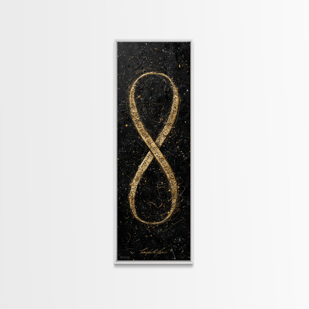 Golden Infinity Symbol - Gold Canvas Wall Art - Wood Framed Art, Man Cave Decor, Infinite Symbol Painting, Gold Painting Art