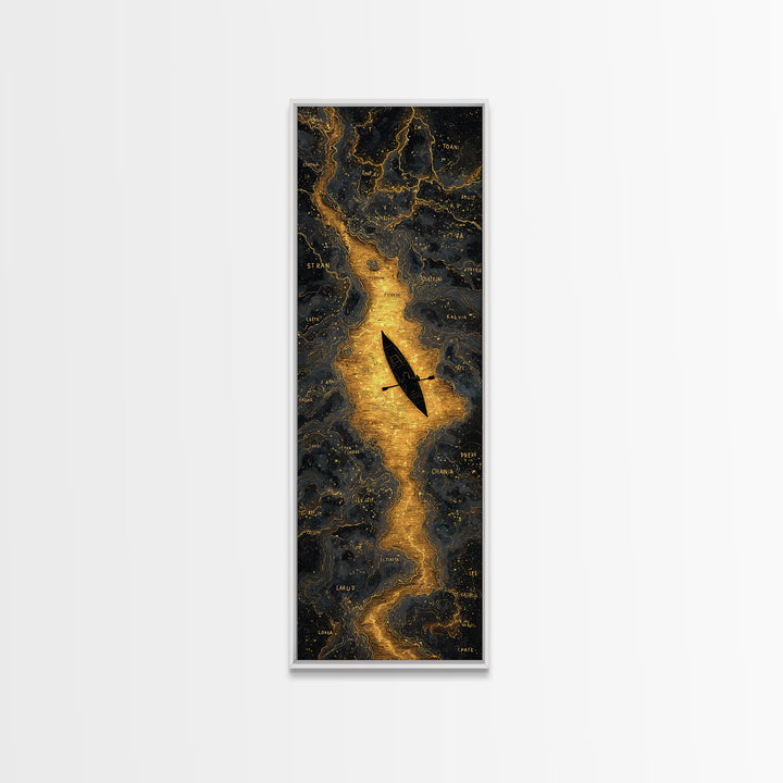 Rowing A Boat Through Hades The Underworld, Gold Canvas Wall Art, Canvas Print, Canvas Art, Man Cave Decor, Office Decor, Gift For Him