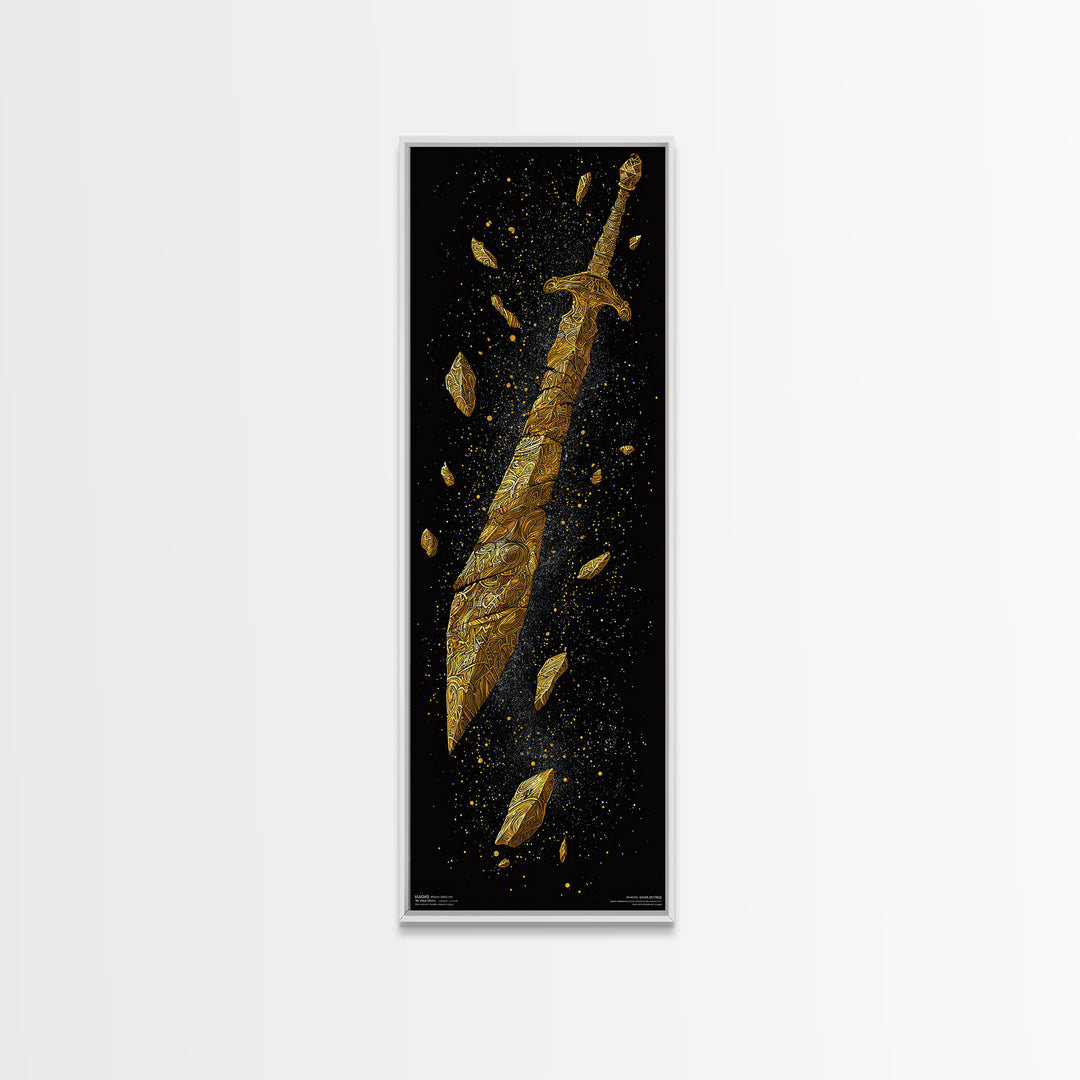 Broken Golden Sword, Spartan Wall Art, Roman Sword Art, Gold Canvas Wall Art, Golden Canvas Man Cave Decor, Office Decor For Him