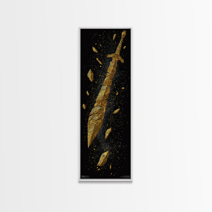 Broken Golden Sword, Spartan Wall Art, Roman Sword Art, Gold Canvas Wall Art, Golden Canvas Man Cave Decor, Office Decor For Him