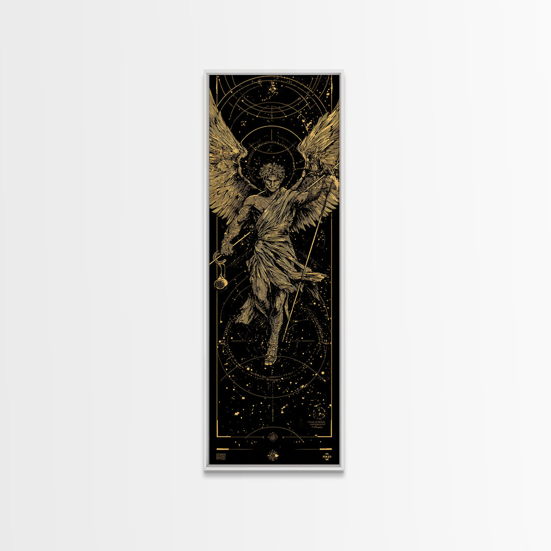 Gold Canvas Print, Astraeus Titan Of Stars Wall Art, Mythical Constellation Decor, Real Wood Frame