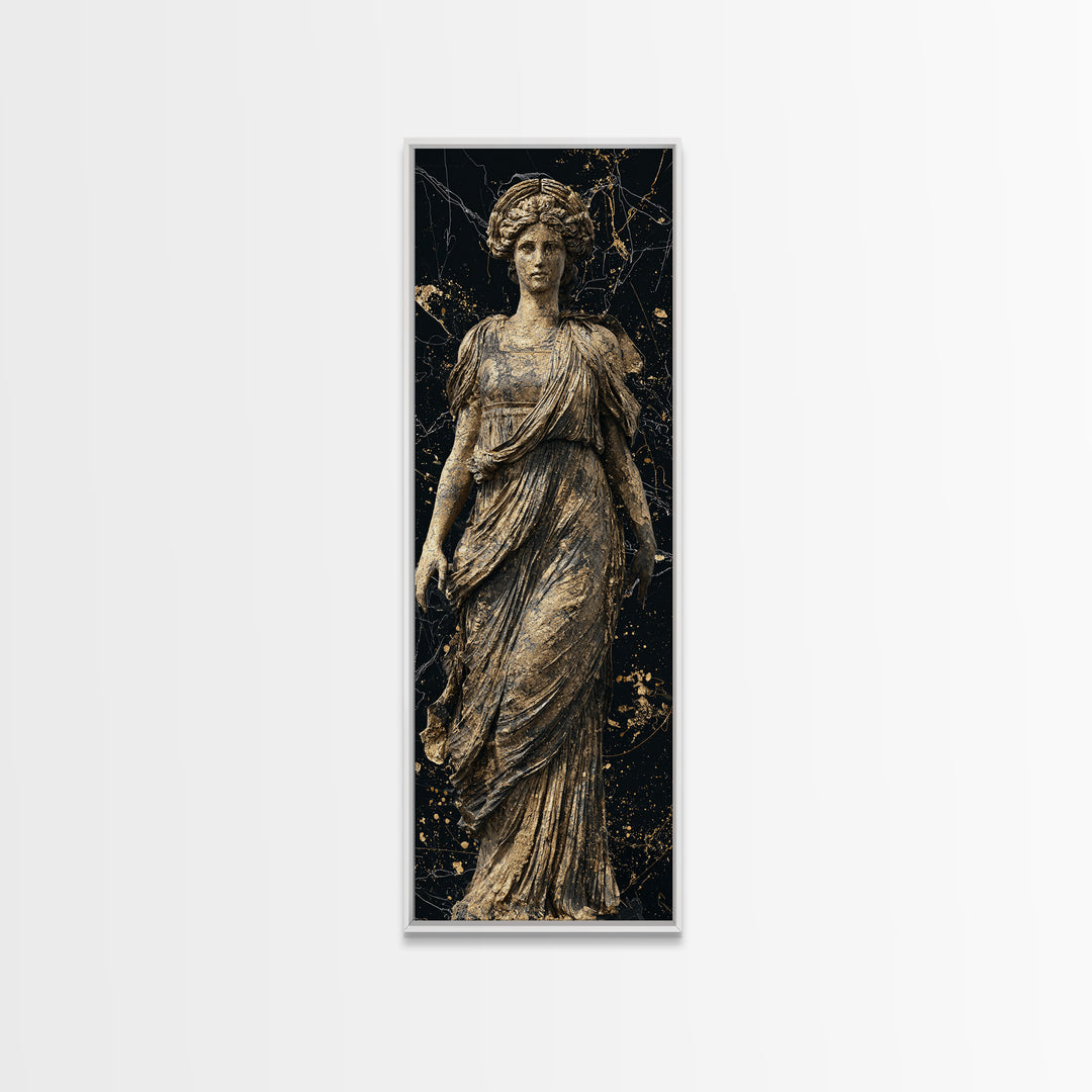 Helen Of Troy Gold Canvas Art, Greek Goddess Wall Print, Classical Mythology Decor, Real Wood Framed Gold Artwork