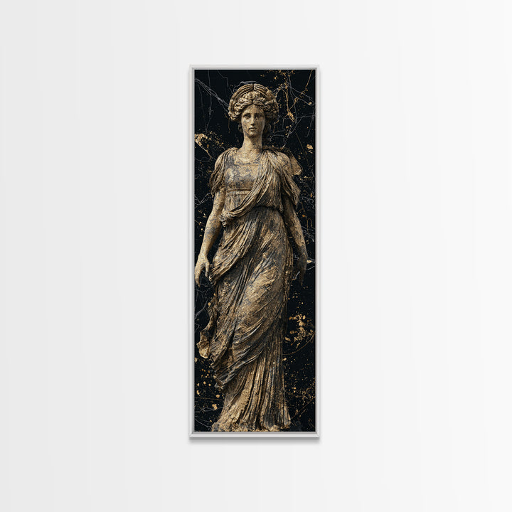 Helen Of Troy Gold Canvas Art, Greek Goddess Wall Print, Classical Mythology Decor, Real Wood Framed Gold Artwork