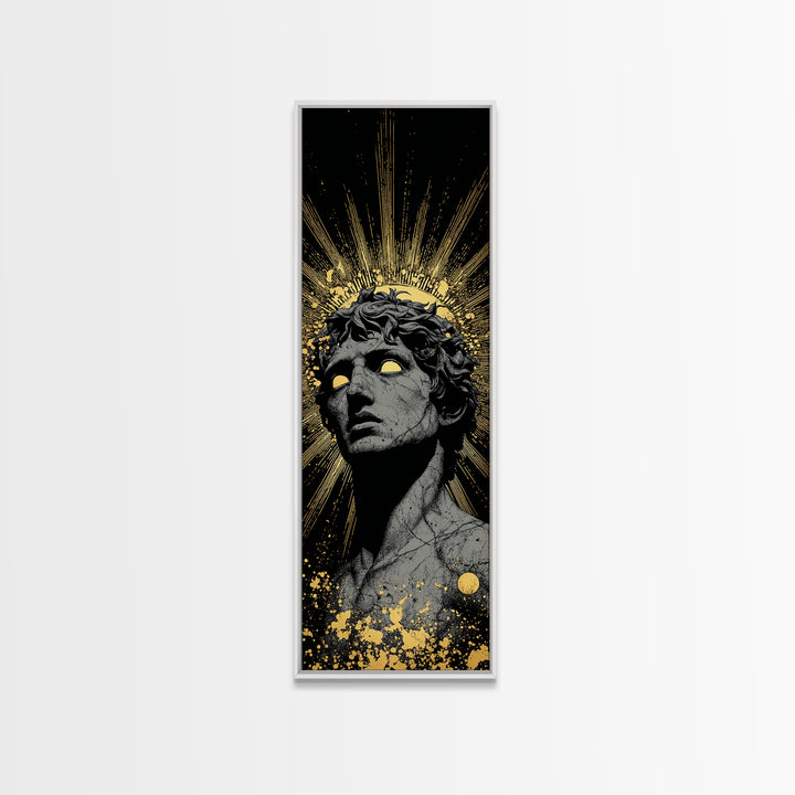 Helios Greek God Gold Canvas Print, Sun God Mythology Art, Radiant Ancient Decor, Real Wood Framed Gold Print