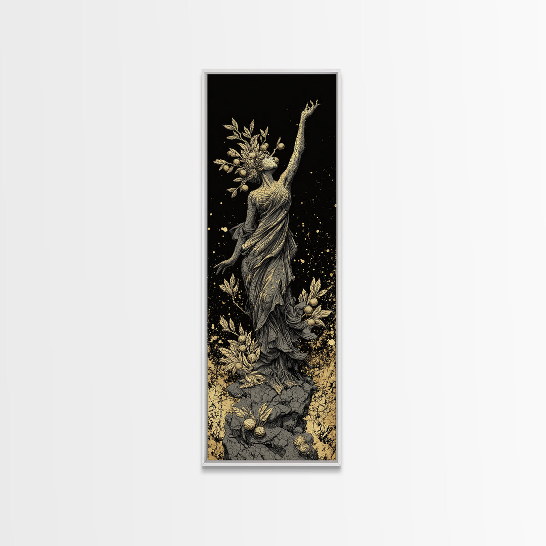 Persephone Gold Canvas Print, Greek Goddess Of Spring Wall Art, Underworld Queen Decor, Real Wood Framed Print