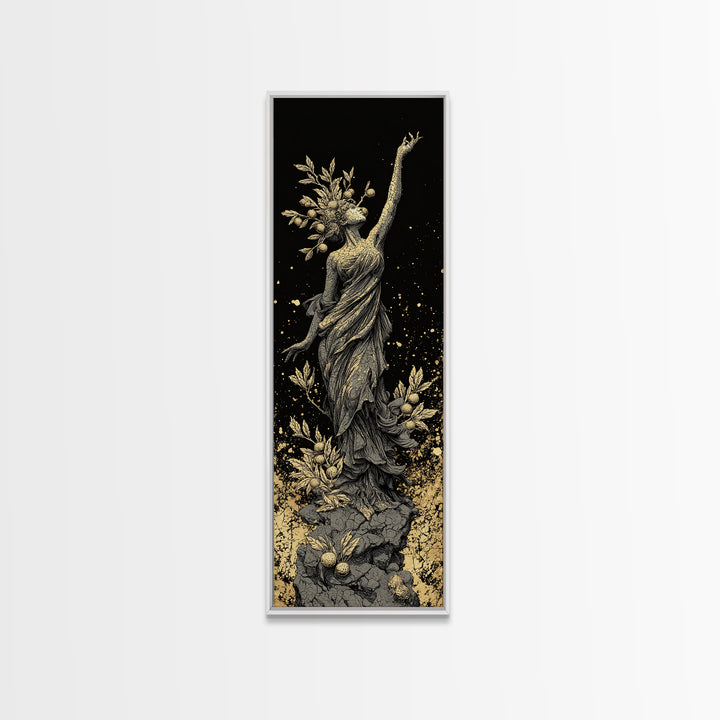 Persephone Gold Canvas Print, Greek Goddess Of Spring Wall Art, Underworld Queen Decor, Real Wood Framed Print