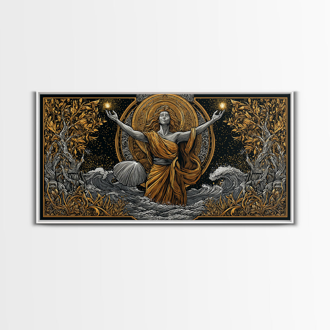 Aphrodite Goddess Of Love And Beauty, Gold Canvas Print, Elegant Greek Mythology Wall Art, Luxury Classic Home Decor