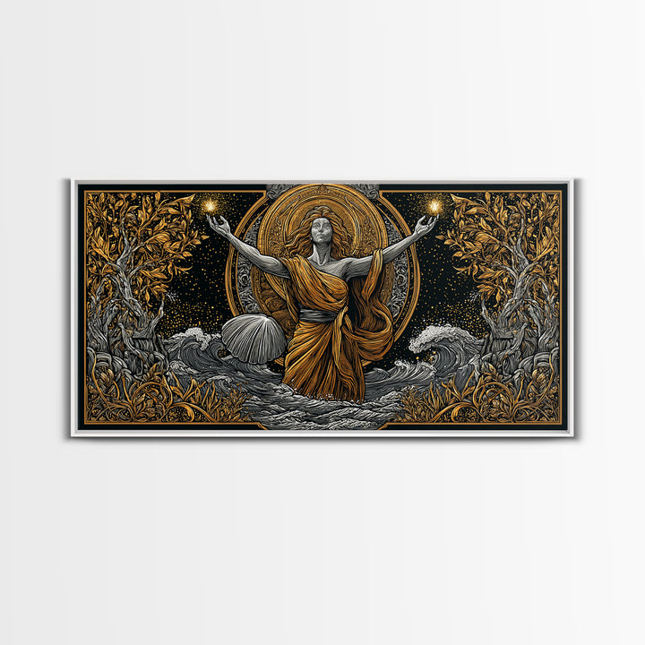 Aphrodite Goddess Of Love And Beauty, Gold Canvas Print, Elegant Greek Mythology Wall Art, Luxury Classic Home Decor
