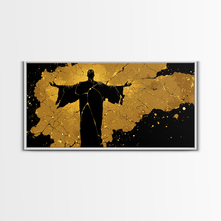 Erebus Gold Canvas Print, Greek God Wall Art, Dark Mythology Decor, Real Wood Frame, Luxury Canvas Wall Hanging, Gift For Him
