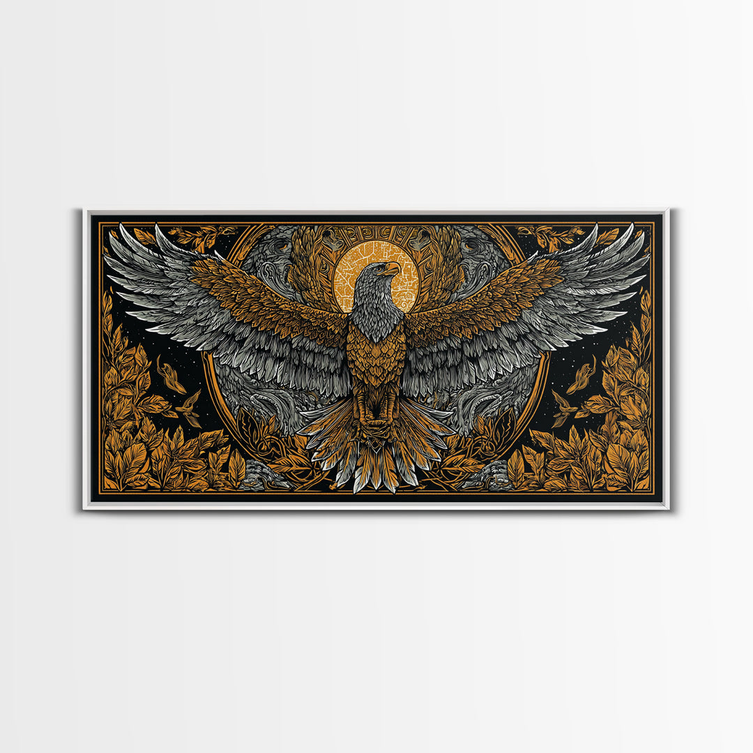 Ganymede Gold Canvas Art, Greek Mythology Canvas Print, Eagle God Wall Decor, Real Wood Frame, Luxury Canvas Artwork For Home Or Office