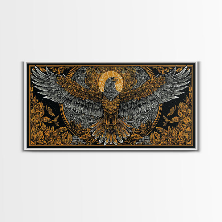 Ganymede Gold Canvas Art, Greek Mythology Canvas Print, Eagle God Wall Decor, Real Wood Frame, Luxury Canvas Artwork For Home Or Office