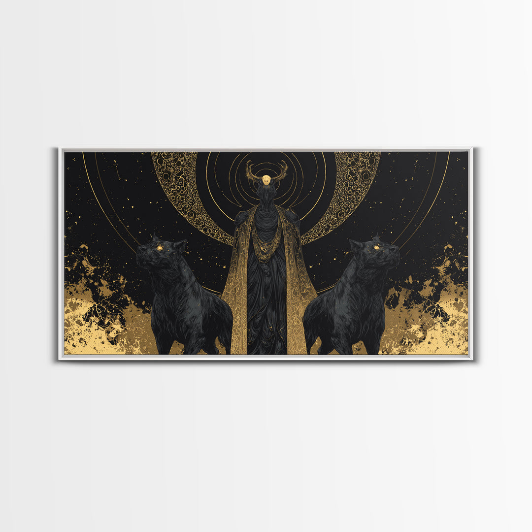 Hades Gold Canvas Art, Mythology God Of The Dead Wall Decor, Greek God Canvas Print, Real Wood Frame, Luxury Dark Gothic Wall Artwork
