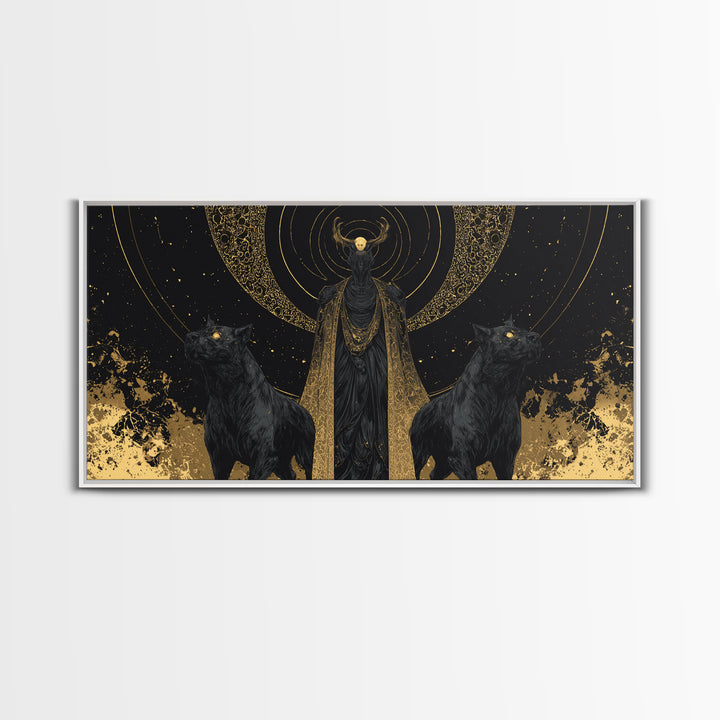 Hades Gold Canvas Art, Mythology God Of The Dead Wall Decor, Greek God Canvas Print, Real Wood Frame, Luxury Dark Gothic Wall Artwork