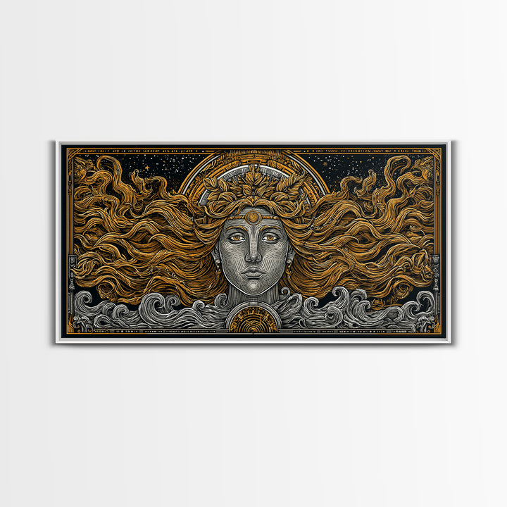 Helen of Troy Gold Canvas Art, Legendary Greek Beauty, Elegant Mythology Wall Decor, Timeless Classical Home Wall Artwork