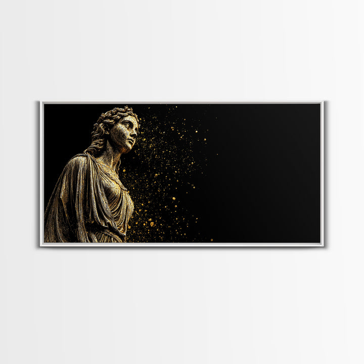 Helen of Troy Gold Canvas Art, Ancient Greek Mythology Figure, Elegant Classical Portrait, Legendary Beauty Wall Decor