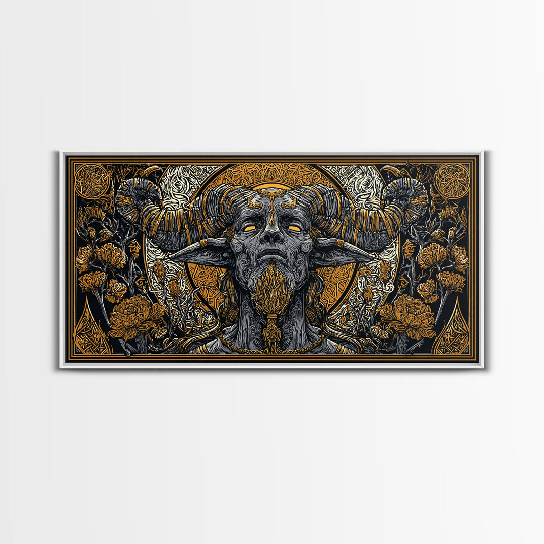 Moros Gold Canvas Print, Greek God Wall Art, Mythology Decor, Luxury Gold Artwork, Real Wood Frame Home Decor