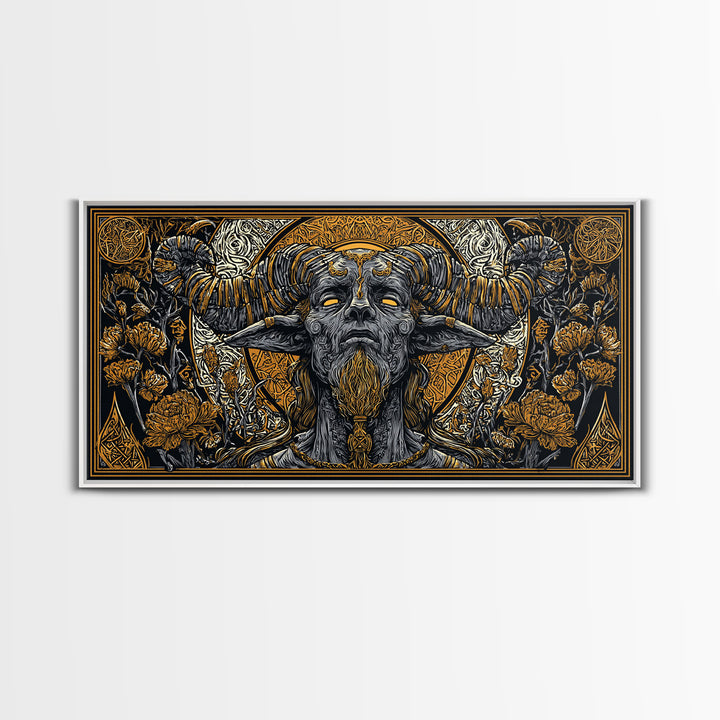 Moros Gold Canvas Print, Greek God Wall Art, Mythology Decor, Luxury Gold Artwork, Real Wood Frame Home Decor
