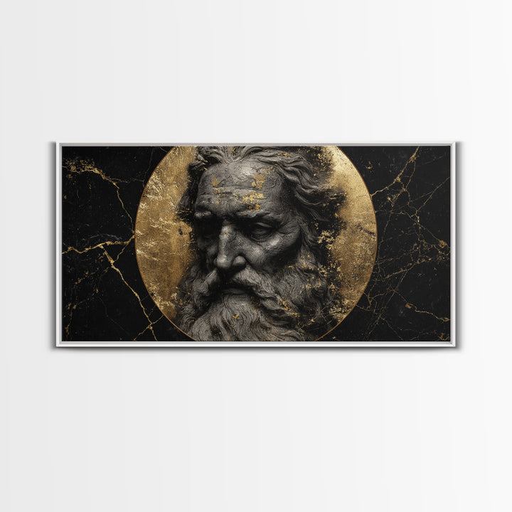 Odin Gold Canvas Print, Norse God Wall Art, Luxury Mythology Decor, Real Wood Frame Artwork, Elegant Viking God Wall Hanging