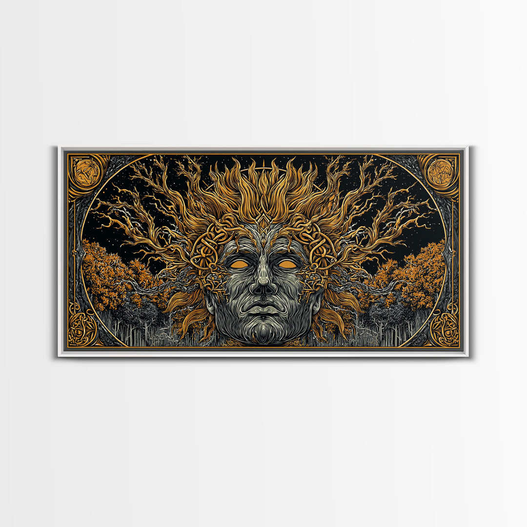 Prometheus Fire Bringer Gold Canvas Print, Greek Mythology Wall Art, Real Wood Frame, Titan Decor, Inspirational Gift