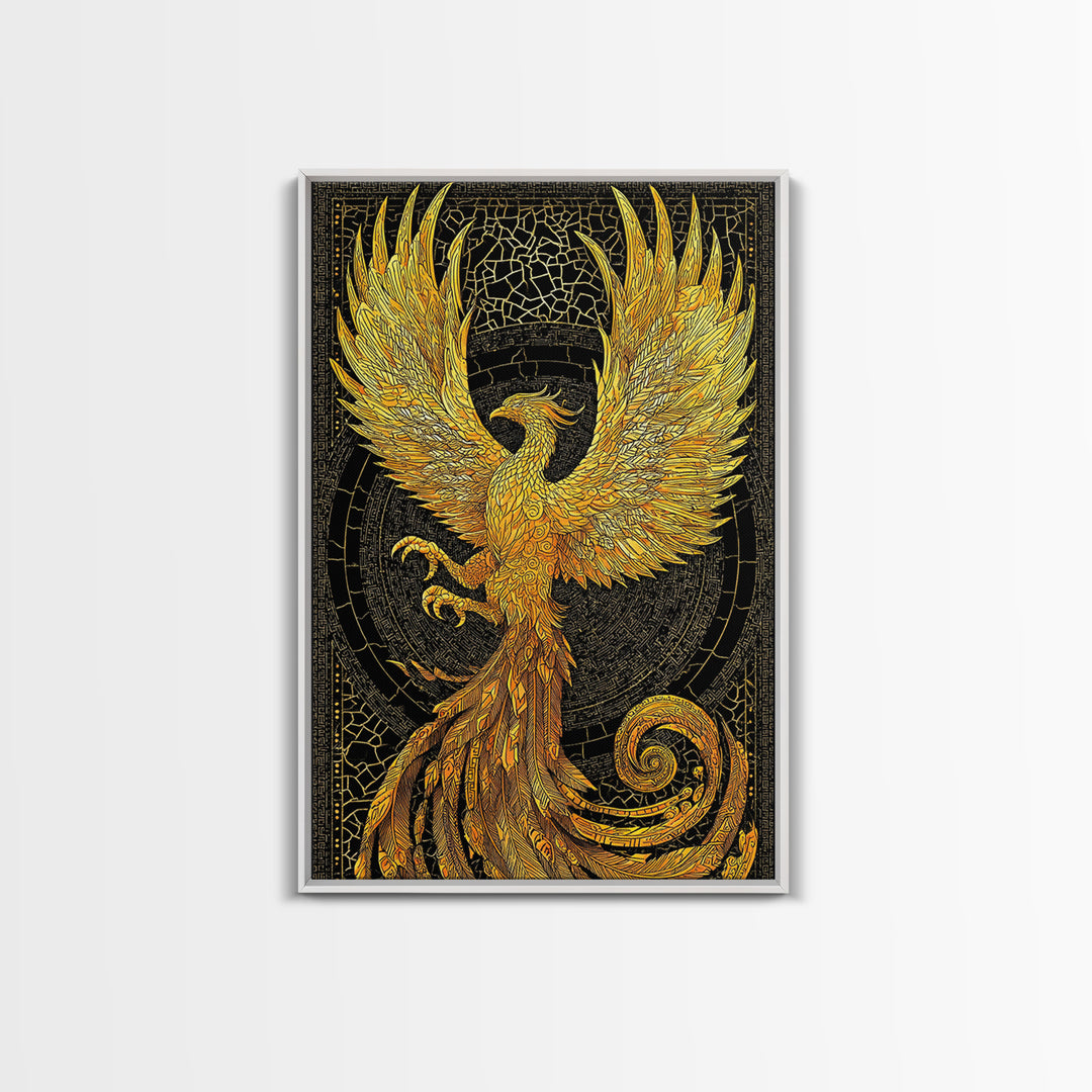 The Radiant Phoenix – Wings of Sunfire and Immortality, Canvas Art, Canvas Gold Print, Canvas Wall Art, Man Cave Decor