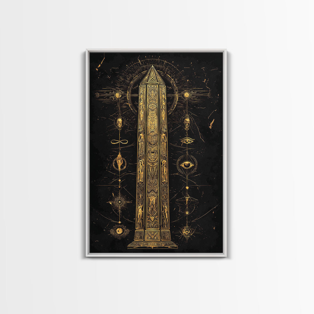 The Obelisk of Secrets – Symbols of the Eternal Order, Canvas Art, Canvas Gold Print, Canvas Wall Art, Man Cave Decor