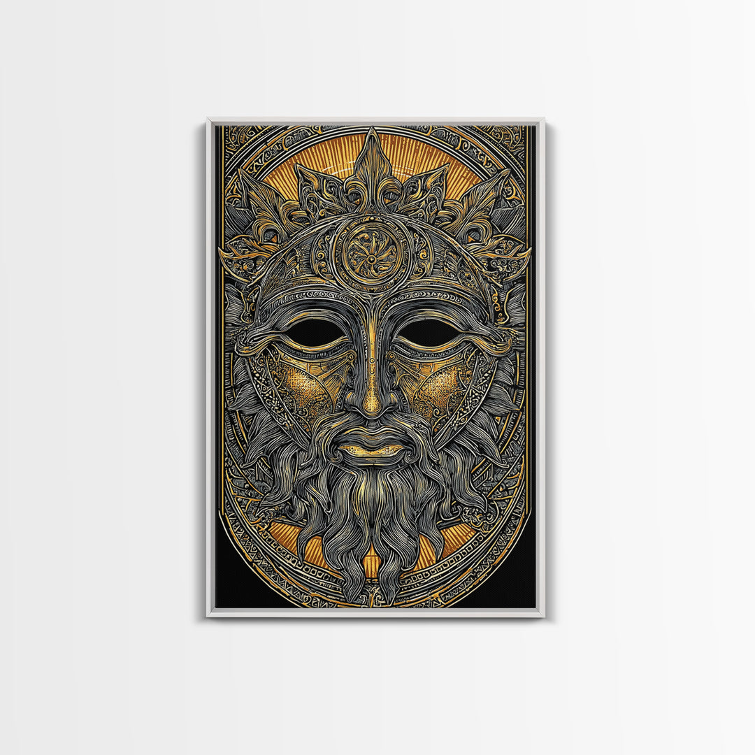 Agamemnon Greek Mythology Canvas Gold Canvas Print, Ancient Warrior King Artwork, Real Wood Framed Wall Art Decor