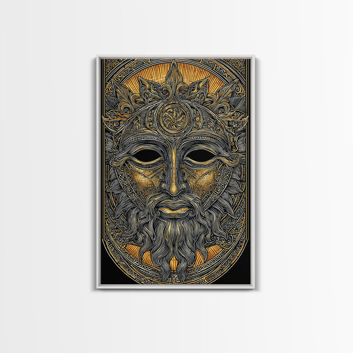 Agamemnon Greek Mythology Canvas Gold Canvas Print, Ancient Warrior King Artwork, Real Wood Framed Wall Art Decor