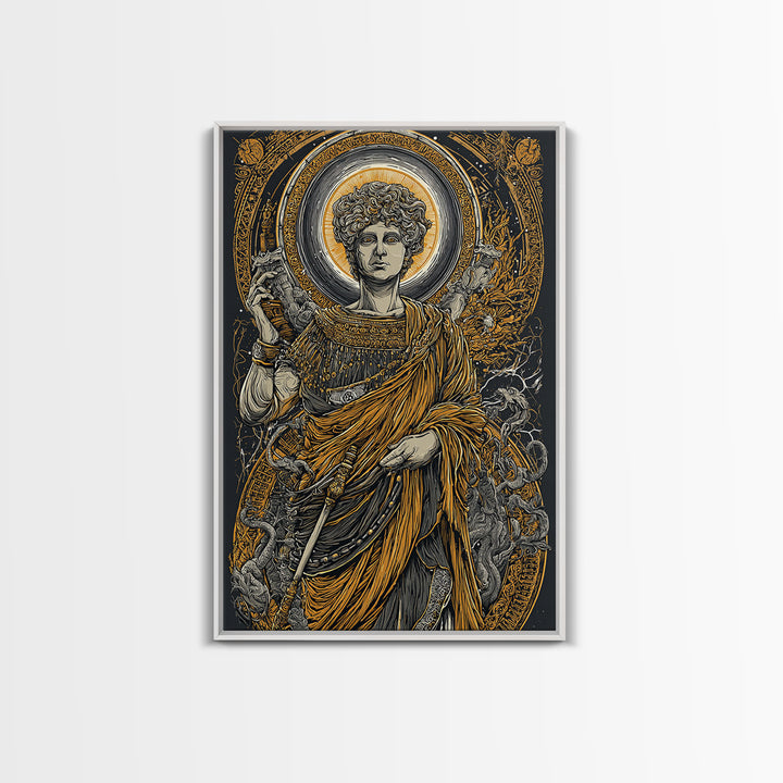 Agrippina Roman Empress Canvas Gold Canvas Print, Classical Goddess Inspired Artwork, Real Wood Frame Mythology Wall Decor