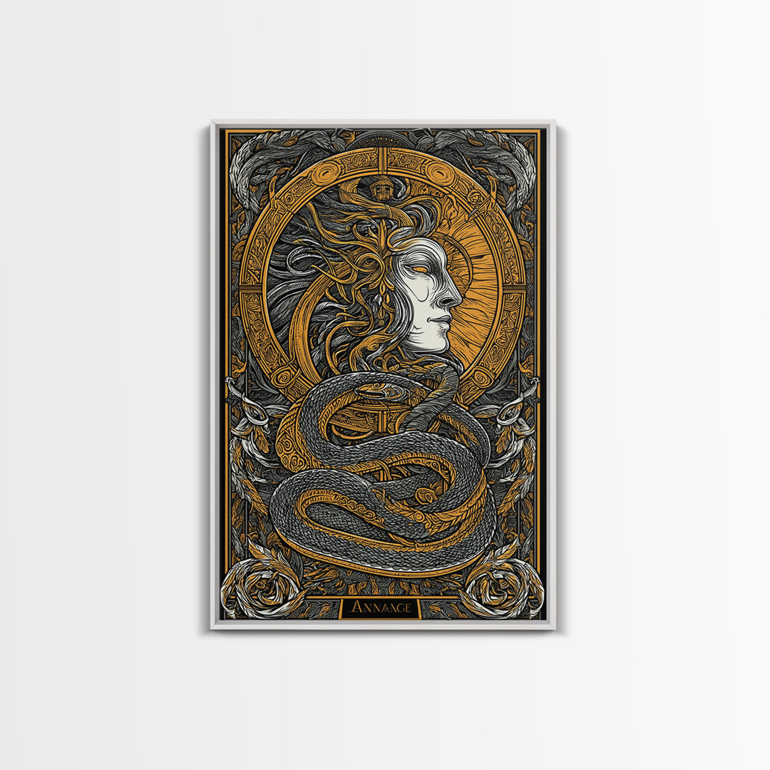 Ananke Greek Goddess Canvas Gold Canvas Print, Destiny And Fate Mythology Artwork, Real Wood Framed Decorative Wall Art