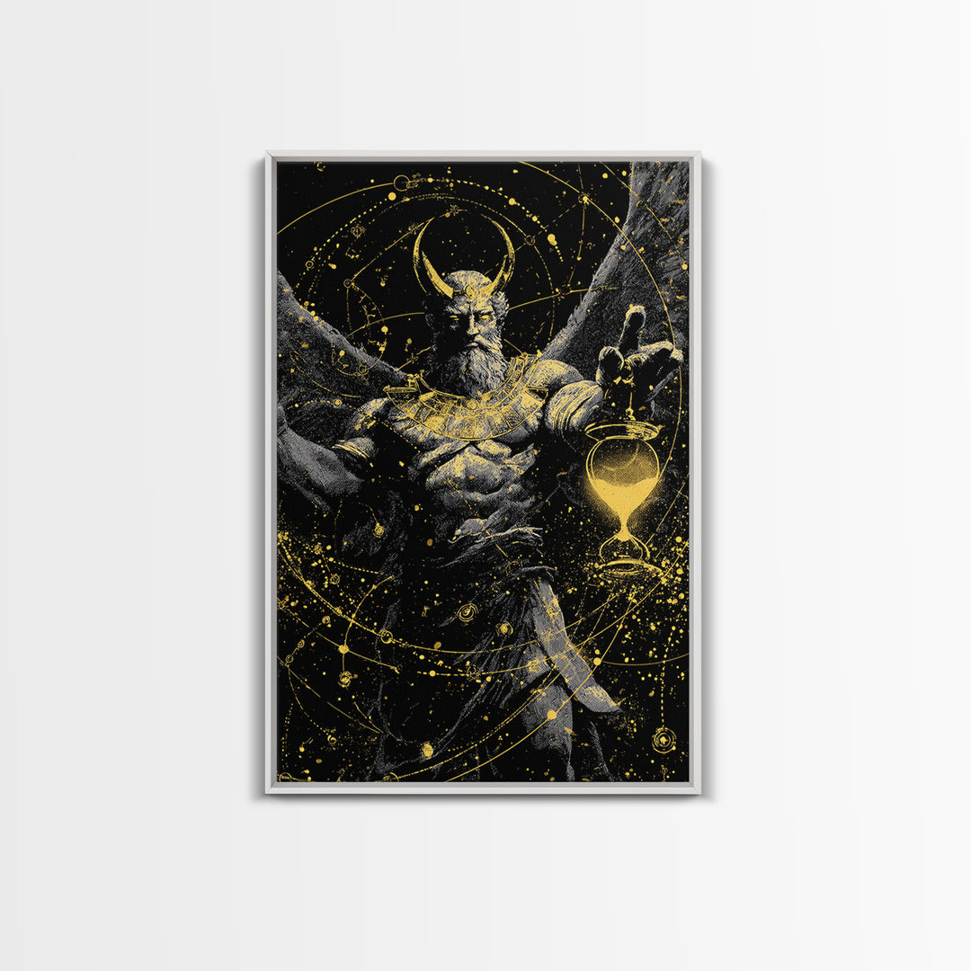 Astraeus Starry Night Mythology, Canvas Gold Art Print, Real Wood Frame, Greek Titan Wall Art, Astrology Inspired Decor